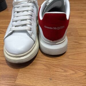 Alexander McQueen White Sneakers with Red Heel Tab